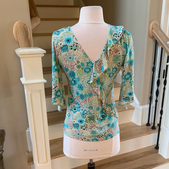 Saint Tropez West Top Groovy Silky Womens Small Floral Spring Hippie - Picture 2 of 8